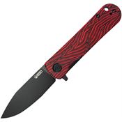 Kubey 371F NEO Blackwash Clip Point Linerlock Knife Red Damascus Pattern G10 Handles