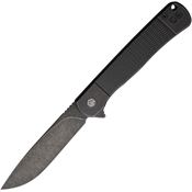 WIN+ 4369B Blackwash D2 Drop Point Framelock Knife Black Textured Titanium Handles
