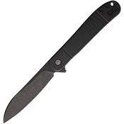 WIN+ 4370B Blackwash D2 Sheepsfoot Framelock Knife Black Textured Titanium Handles