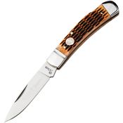 Boker 110891 Tree Brand D2 Carbon Steel Spear Point Lockback Knife Amber Jigged Bone Handles