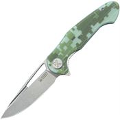 Kubey 210H Dugu Stonewash 14C28N Linerlock Knife Digital Camo G10 Handles