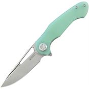 Kubey 210I Dugu Stonewash 14C28N Linerlock Knife Jade G10 Handles