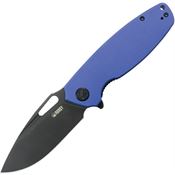 Kubey 322V Tityus Blackwash 14C28N Drop Point Linerlock Knife Blue G10 Handles