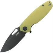 Kubey 322Z Tityus Blackwash 14C28N Drop Point Linerlock Knife Translucent Yellow G10 Handles