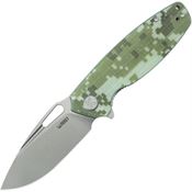 Kubey 322Q Tityus Stonewash 14C28N Drop Point Linerlock Knife Digital Camo G10 Handles