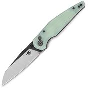 Bestech G58D Snakebird Two-Tone Sheepsfoot Button Lock Knife Jade G10 Handles