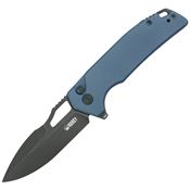 Kubey 316J RDF Blackwash 14C28N Button Lock Knife Blue G10 Handles