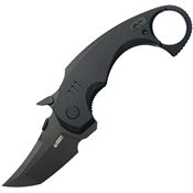 Kubey 439F Jaw Karambit Blackwash 14C28N Tanto Linerlock Knife Black G10 Handles