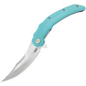 Kubey 346B Wave Crest Satin 14C28N Linerlock Knife Tiffany Blue G10 Handles