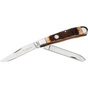Boker 110890 Tree Brand D2 Carbon Steel Trapper Knife Amber Bone Handles