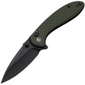 Civivi 240312 Faeger Black Stonewash Drop Point Button Lock Knife OD Green G10 Handles