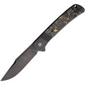 WIN+ 4368B Blackwash D2 Drop Point Framelock Knife Blackwash Carbon Fiber Handles