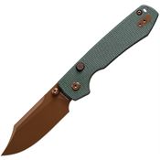 Vosteed A2922 Raccoon Top Black 14C28N Linerlock Knife Green Canvas Micarta Handles