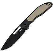 CJRB 1963BDE Droma Black Drop Point Linerlock Knife Black/Desert G10 Handles