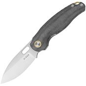 Kizer V3770A1 Seagull Satin 14C28N Drop Point Linerlock Knife Black Canvas Micarta Handles