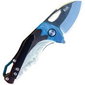KOI 009 Blue Wren Satin 14C28N Drop Point Linerlock Knife Ebony Wood Handles