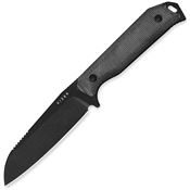 Kizer 1045MS1 Begleiter Black 3V Sheepsfoot Fixed Blade Knife Black Canvas Micarta Handles