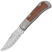Kizer V3761A2 Trestle Damascus Clip Point Slip Joint Knife Gray Titanium Handles
