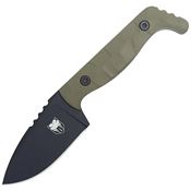 Cobratec PSODG Small Kingpin Black D2 Carbon Steel Fixed Blade Knife OD Green G10 Handles