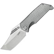 Kubey 402A Hamster Satin 14C28N Clip Point Framelock Knife Gray Textured Titanium Handles