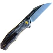 KOI 014 Falcon Two-Tone 14C28N Wharncliffe Linerlock Knife Black Gray/Garolite G10 Handles