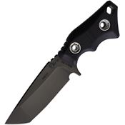 Main Street 032 Micro Black Tanto Fixed Blade Knife Black Finger Grooved G10 Handles