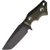 Main Street 042 Micro Black Tanto Fixed Blade Knife Od Green Finger Grooved G10 Handles