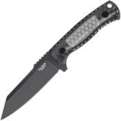 Ka-Bar 7702 George Cool Name Black Carbon Steel Reverse Tanto Fixed Blade Knife Smoked Handles