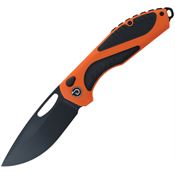 Defcon 1002OGBK Black Fang Lite Black MagnaCut Drop Point Button Lock Knife Black/Orange G10 Handles