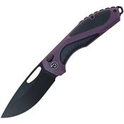 Defcon 1002PPBK Black Fang Lite Black MagnaCut Drop Point Button Lock Knife Black/Purple G10 Handles