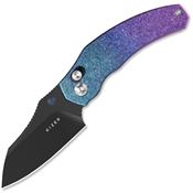 Kizer 3672SA1 Mini Bulldog Black Nitro V Sheepsfoot Clutch Lock Knife Blue/Purple Titanium Handles