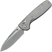 Kubey 383F Bluff Crossbar Lock Knife Bead Blast M390 Drop Point Knife Gray Titanium Handles