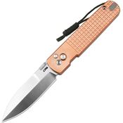 CJRB 1951GCO1 Perfect Locust Polished S90V Spear Point Button Lock Knife Textured Copper Handles