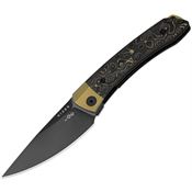 Kizer 3663A3 Mini MoMo Black DLC S90V Drop Point Linerlock Knife Gold Dark Matter Carbon Fiber Handles