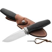 LionSTEEL AHBLB ACHA Satin M390 Fixed Blade Knife Black Burlap Micarta Handles