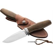 LionSTEEL AHBLG ACHA Satin M390 Fixed Blade Knife Green Burlap Micarta Handles