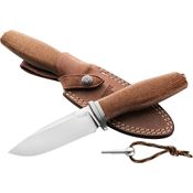LionSTEEL AHBLN ACHA Satin M390 Fixed Blade Knife Natural Burlap Micarta Handles