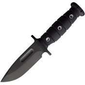Main Street 024 Luke Airman Black Clip Point Fixed Blade Knife Black Sculpted G10 Handles