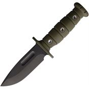 Main Street 034 Luke Airman Black Clip Point Fixed Blade Knife Od Green Sculpted G10 Handles