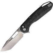 Ketuo M051 Triad Satin M390 Tanto Button Linerlock Knife Shredded Carbon Fiber Handles
