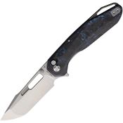 Ketuo M052 Triad Satin M390 Tanto Button Linerlock Knife Artic Carbon Fiber Handles