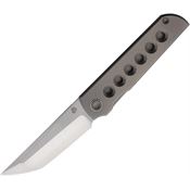 North Mountain Blade 2411KTHL Lee Kick Stop Satin Tanto Framelock Knife Gray Titanium Handles