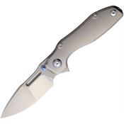 Remette DSTFA TwoFace Gray M390 Spear Point Framelock Knife Sand Blast Titanium Handles