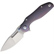 Remette DSTFB TwoFace Stonewash M390 Spear Point Framelock Knife Stonewash Purple Titanium Handles