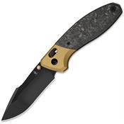 Kizer 3695A1 Staffi Stonewash S45VN Clutch Lock Knife Gold Carbon Fiber Handles