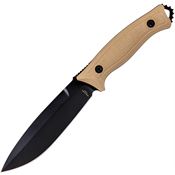 Kronos 676 Stiff Neck Black 1095HC Fixed Blade Knife Coyote Brown Textured G10 Handles