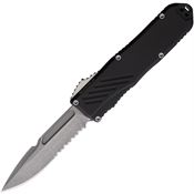 Guardian Tactical 93512 Auto Recon 035 Stonewash Part Serrated MagnaCut Spear Point OTF Knife Black Aluminum Handles