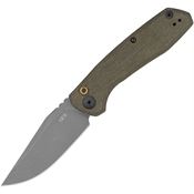 Zero Tolerance 0512OL Stonewash Clip Point Button Lock Knife Olive Canvas Micarta Handles