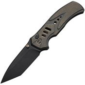 We 240943 Zentron Blackwash M390 Tanto Button Lock Knife Stonewash Bronze Titanium Handles