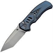 We 240944 Zentron Stonewash M390 Tanto Button Lock Knife Stonewash Blue Titanium Handles